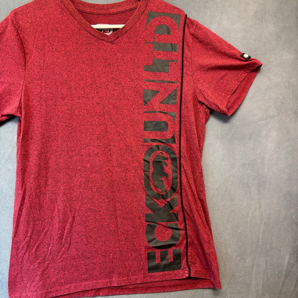 Ecko Unltd. Shirt Skater Street V Neck Blockcore Logo Rawthentic Medium Burgundy